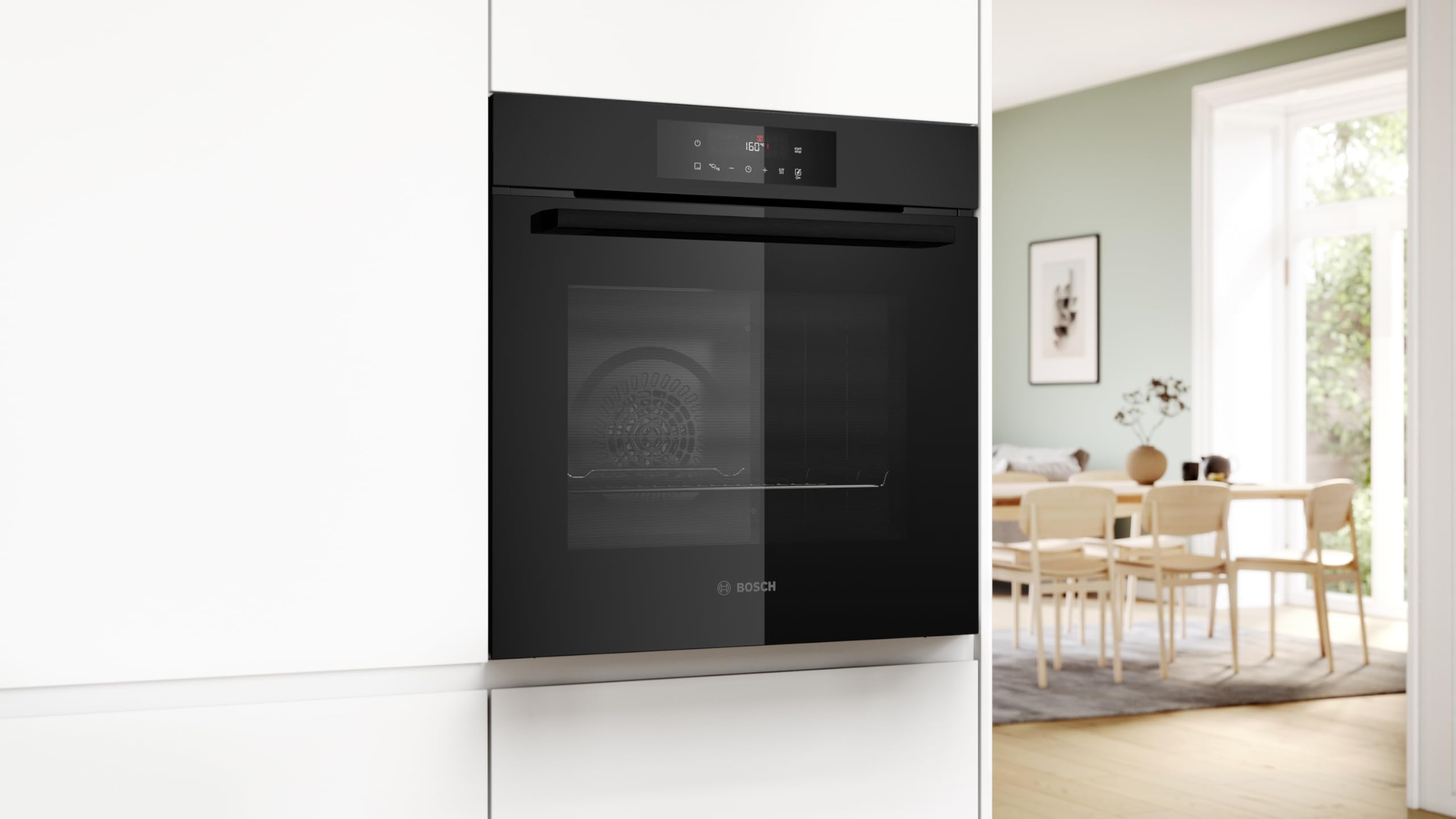 Bosch Seria 4 piekarnik do zabudowy 60 x 60 cm, HBA572BM3, funkcja AirFry, 10 automatycznych programów, gorące powietrze 3D zapewnia równomierne rezultaty, pirolityczne samoczyszczenie, sterowanie