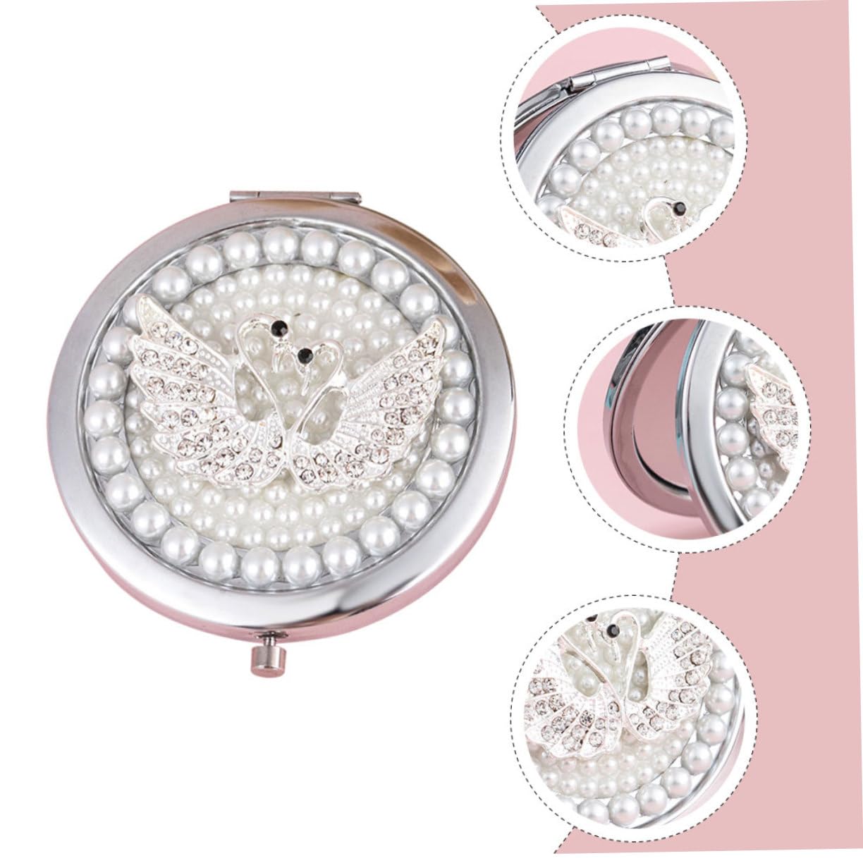 Housoutil 3stücke Doppelseitiger Tragbarer Makeup Spiegel Faltbarer Eleganter Kosmetikspiegel Für Reisen Handspiegel Für Make-up Und Pflege Für Besondere Anlässe Und Unterwegs