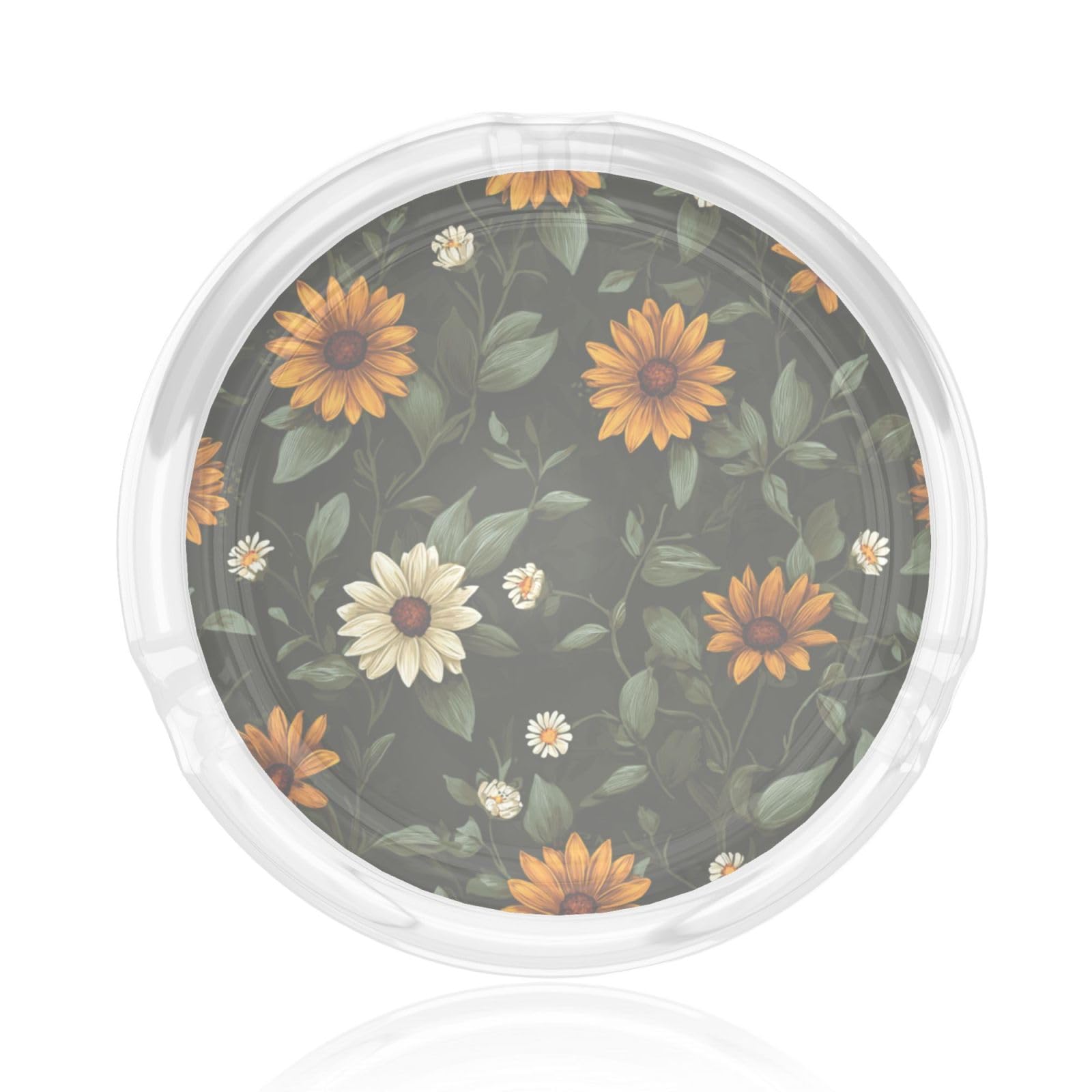 Yellow Sunflowers And White Daisies Glass Ashtray For Cigarettes Ash Trays Case For Home Office Decor