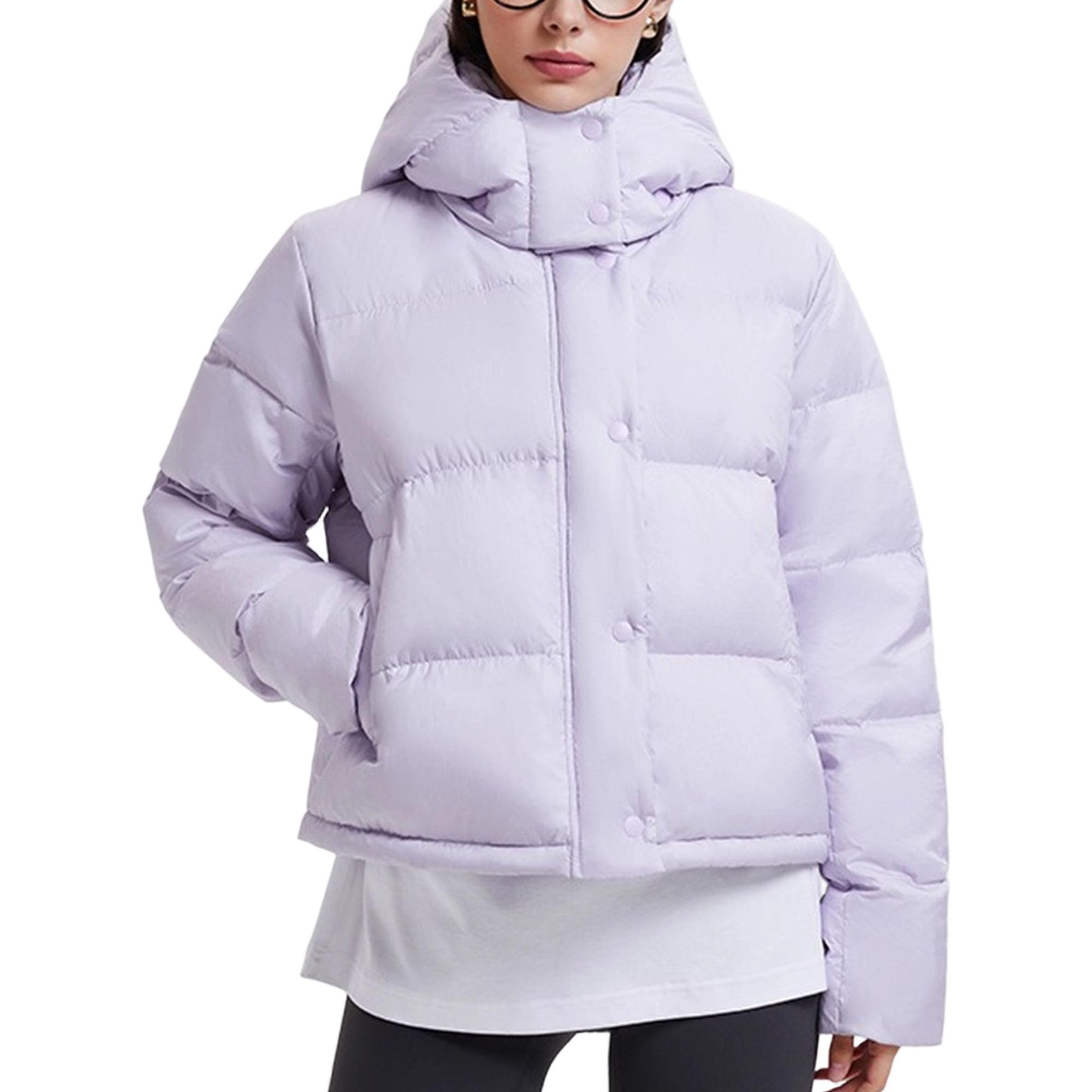 Giacca imbottita corta da donna, cappotto invernale leggero con