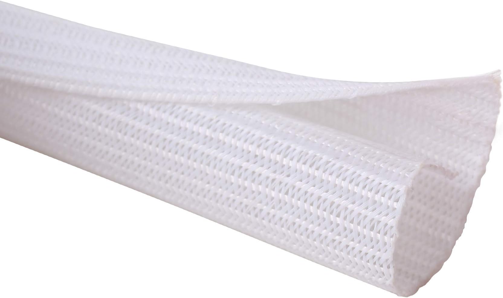Alex Tech 25ft - 1/2 inch Cord Protector Wire Loom Tubing Cable Sleeve Split Sleeving for USB Cable Power Cord Audio Video Cable – Protect Cat from Chewing Cords - White