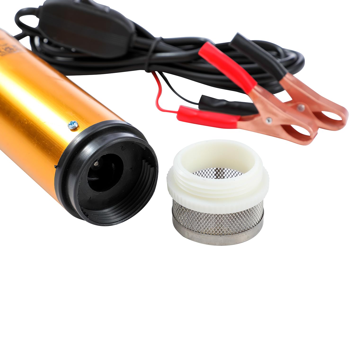 KATSU Tools 12V 51mm Komplet pompy do transferu oleju napędowego i paliwa Diesla, przenośna, aluminiowa, zanurzalna pompa wodna z pistoletem dozującym i 3-metrowym wężem do szybkiego użycia