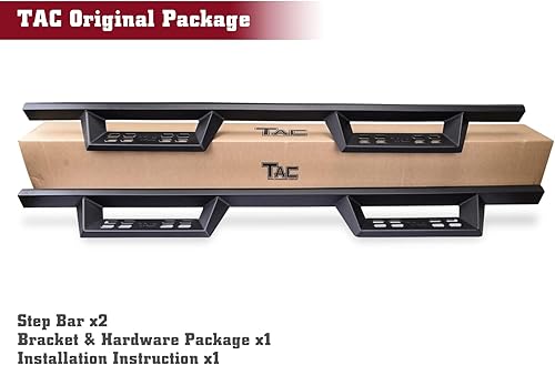 Miniatura 9 de TAC - Estribos de francotirador para Toyota Tacoma Access Cab Truck Pickup de 4 pulgadas textura fina escalones laterales negros 2 unidades