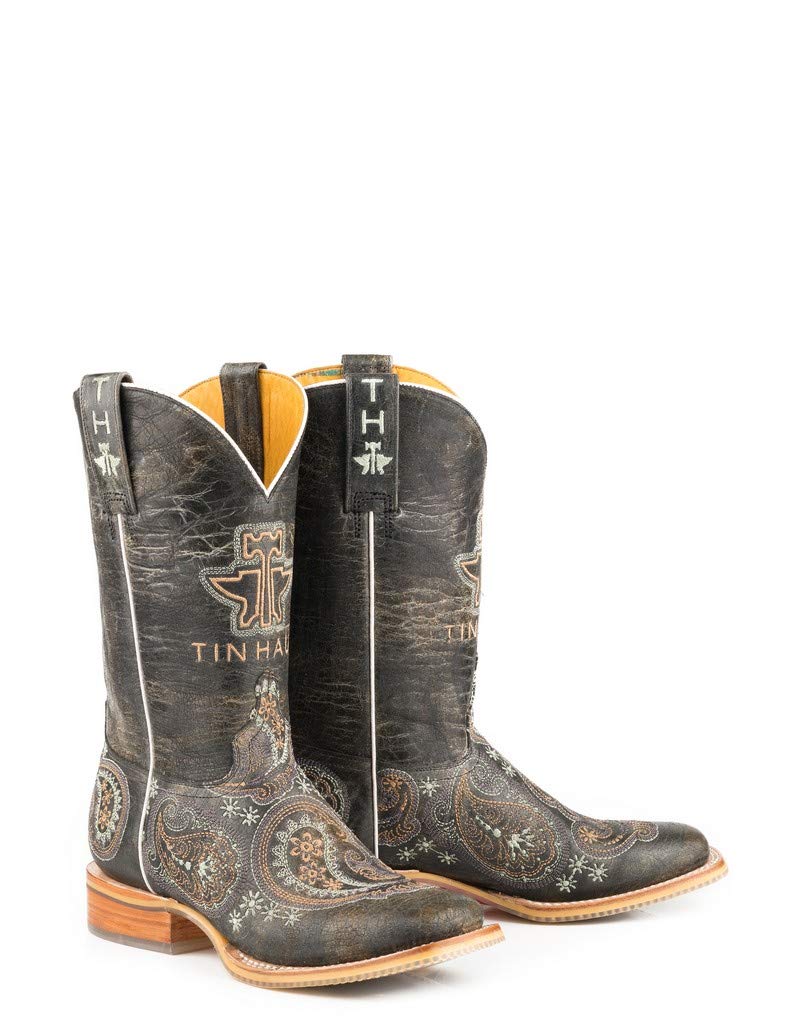 Tin Haul Women's Bandana Bandit Western Boot Broad Square Toe - 14-021-0077-1425 TA 8 1/2 M US Tan