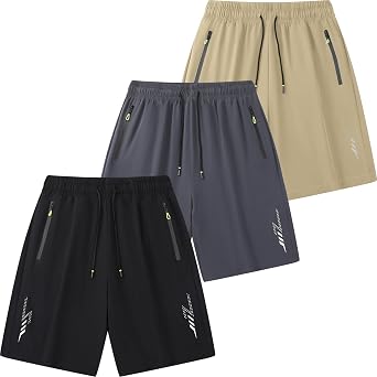3 Pack Mens Athletic Shorts Quick Dry Lightweight Shorts Casual Basketball Shorts Running Gym Shorts Solid Summer