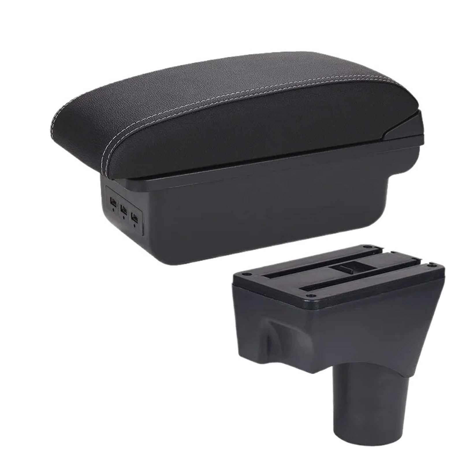 Ecbugat B3 Black White 3Usb For Nissan For March For Micra K13 For Sunny 2010-2022 Armrest Box Car Arm Storage Parts Car Armrest Box(B3 Black White 3Usb)