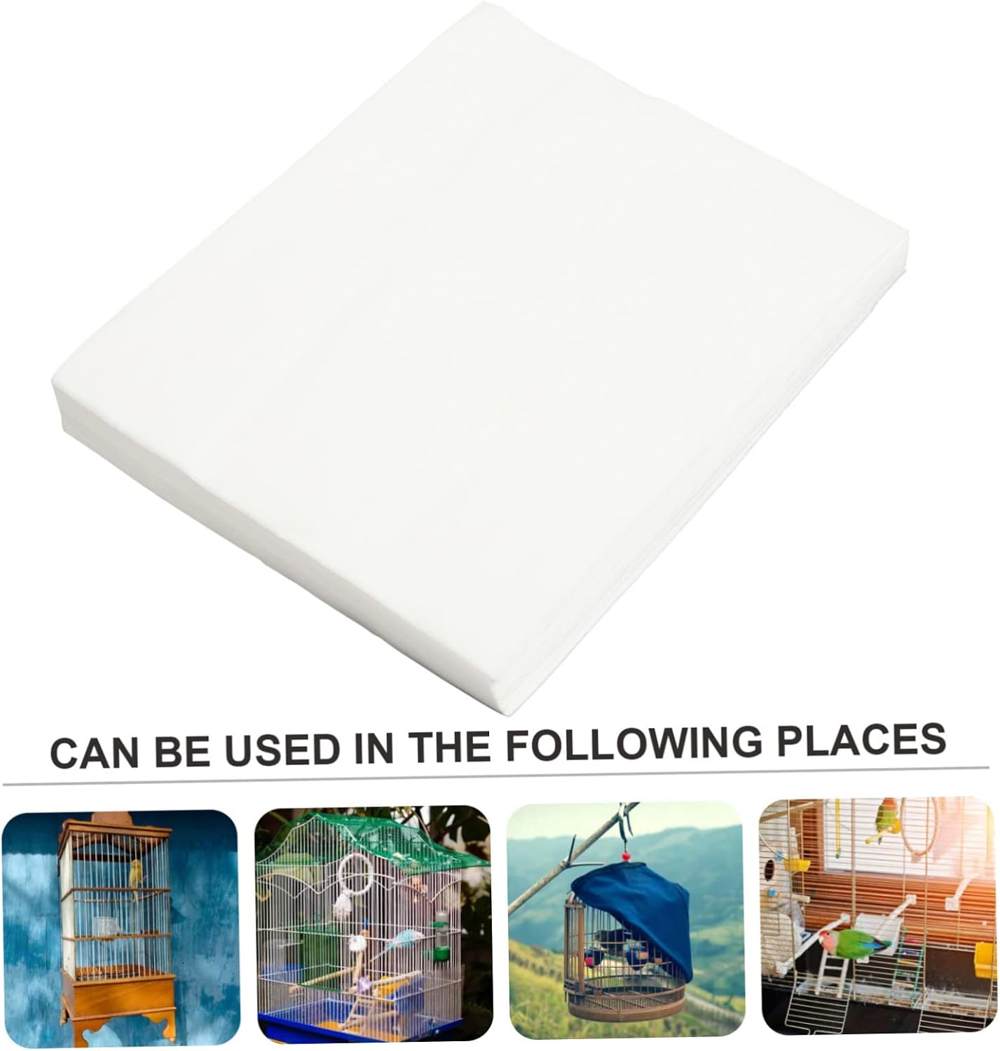 Abaodam 100pcs Bird Cage Liners Absorbent Cushion Pads for Parrot and Cockatiel Cages Easy to Use Fecal Tray Mats Keeps Your Bird Space Clean and Comfortable