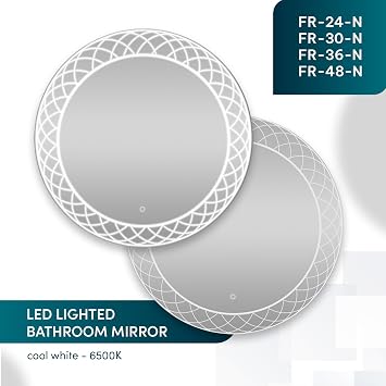 Frost Round 36 LED Mirror for Bathroom, with Dimmer and Defogger, Touch Control, Acrylight Technology