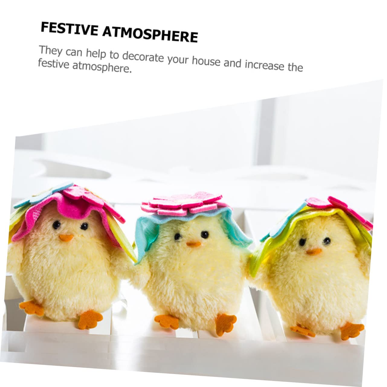 3pezzi Bambola Di Pollo Di Pasqua Per Bambola Decorazione Delicata Cappello Di Fiori Per Pasqua e Decorazioni Per Vetrine