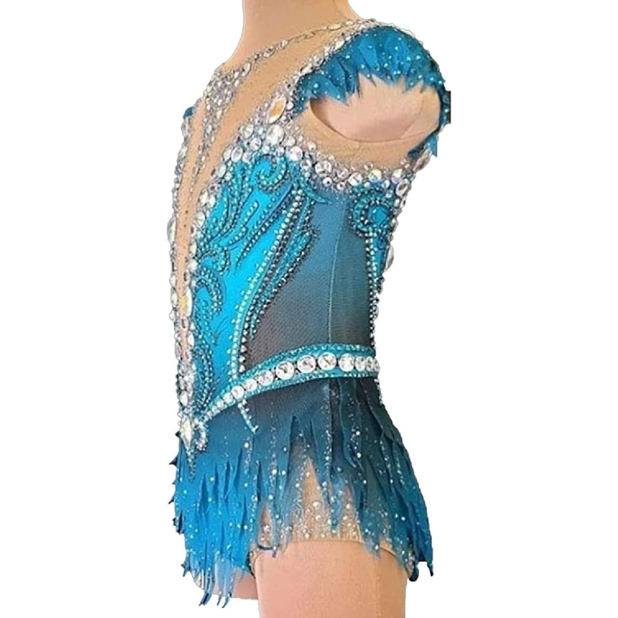 Body da Ginnastica Ritmica per Bambine Abito da Gara di Pattinaggio su Ghiaccio Sfumato Vestiti da Pattinaggio Artistico Gonne da Danza per Ginnastica per Bambini