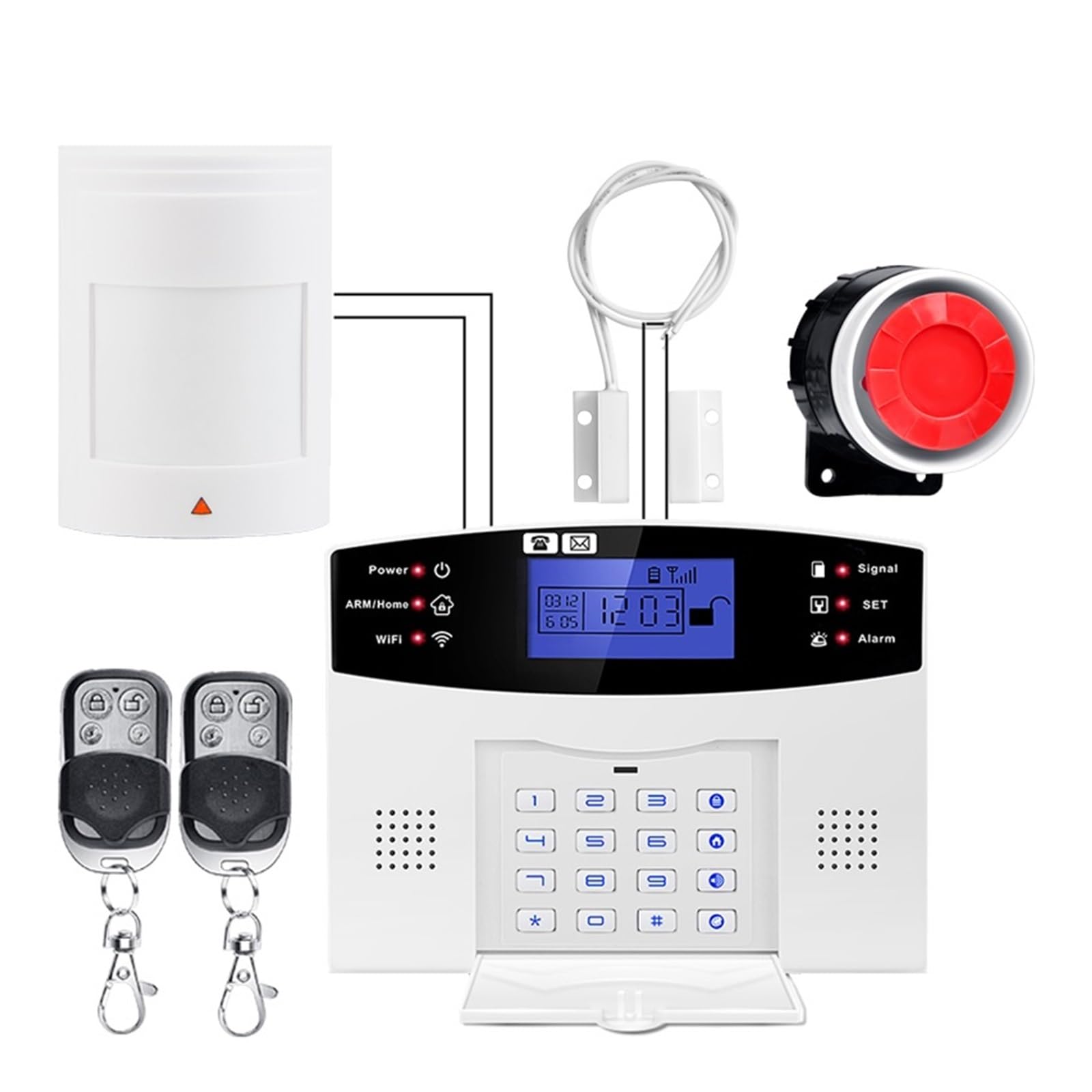 Sin Cuotas Mensuales de alarma seguridad for el hogar GSM Tuya App Control Kit antirrobo con sensor puerta(G2BT2)