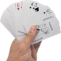 Vista 5 de Naipes económicos: 24 barajas (12 barajas rojas y 12 azules) de 2.3/8 pulgadas por 3.3/8 pulgadas (2.165 in x 3.386 in) con revestimiento