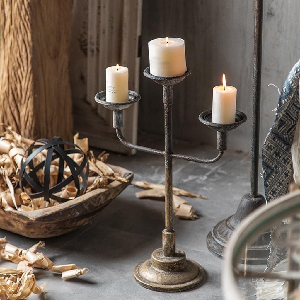 Candelabra 3 Arms Candelabra Metal Candle Stand Wedding Candelabra Decorative Candle Holders Nostalgic Charm Home Decor