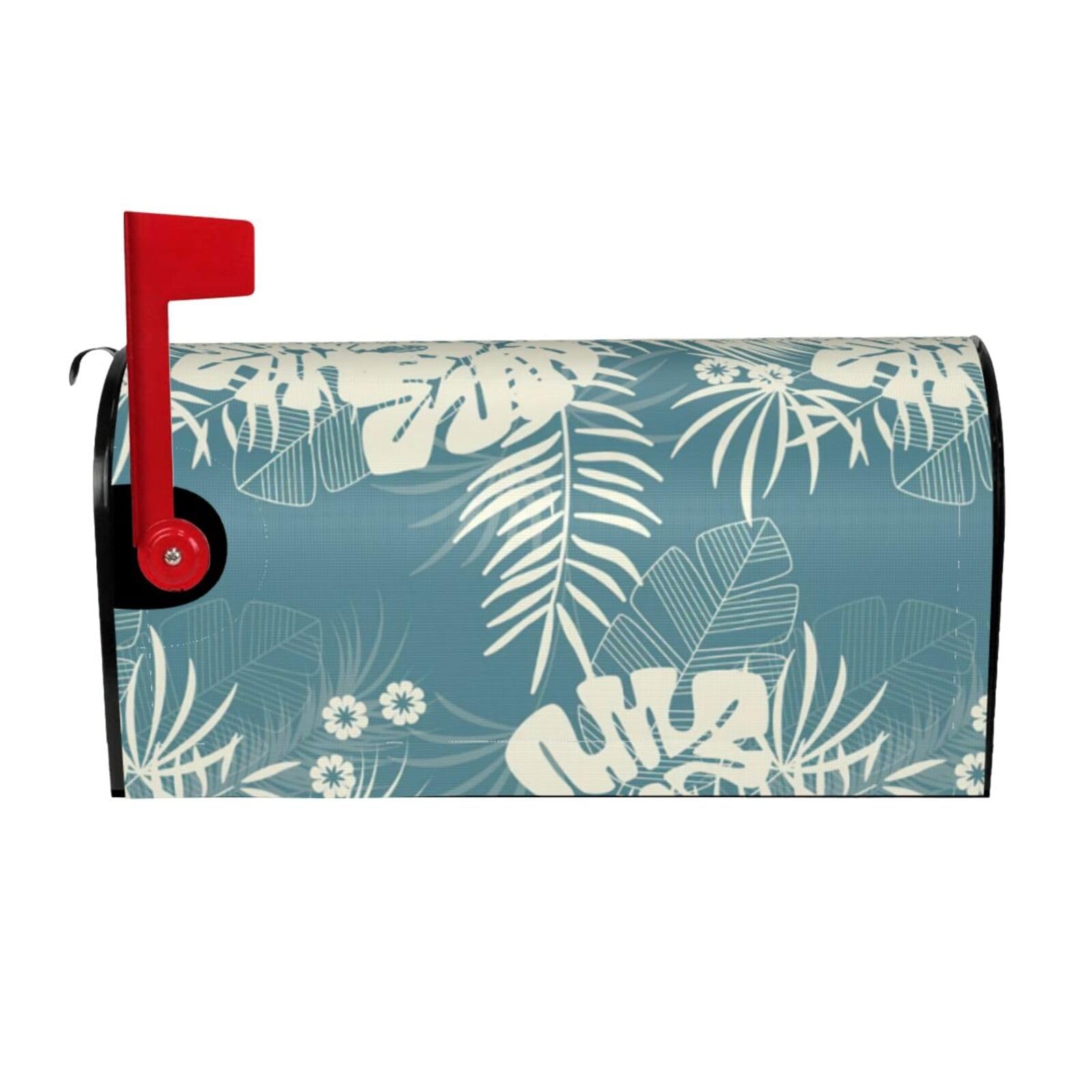 Nbtghga Black Luxury Cute Leaves Print Mailbox Cover Wraps Post Letter Box Cover Decor For Outside Garden Yard Farmhouse Home