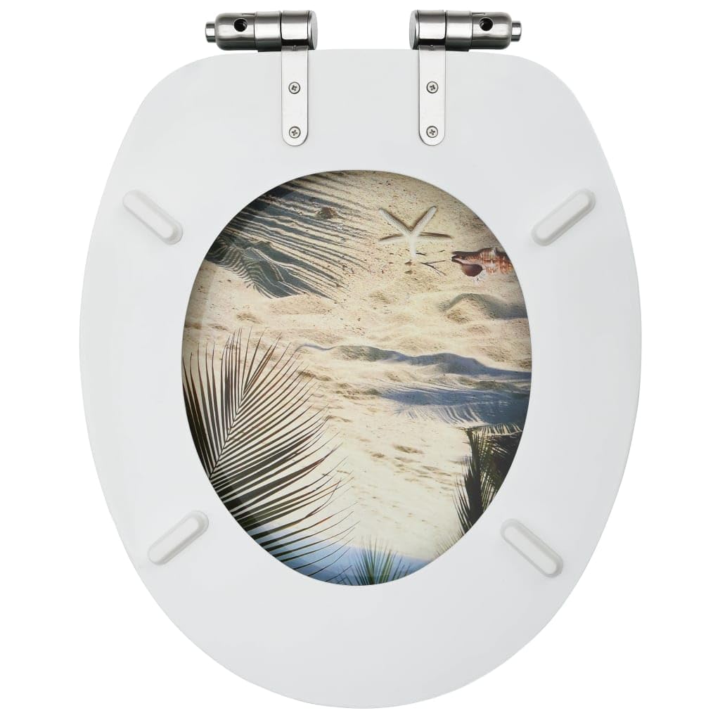 Set di 2 sedili anteriori WC con coperchio chiusura morbida MDF spiaggia 02_0002984