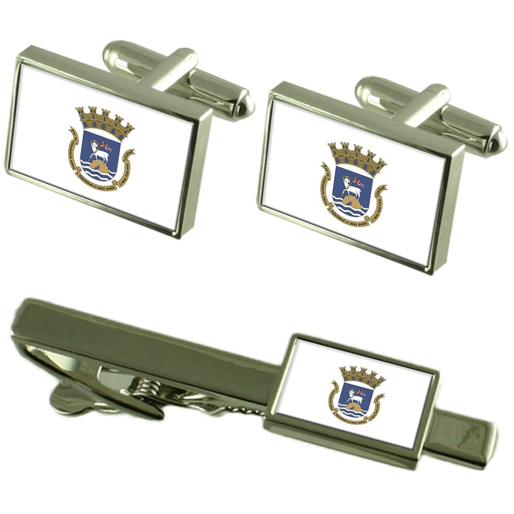 Gemelos de San Juan City con clip de corbata para bodas y galas 3