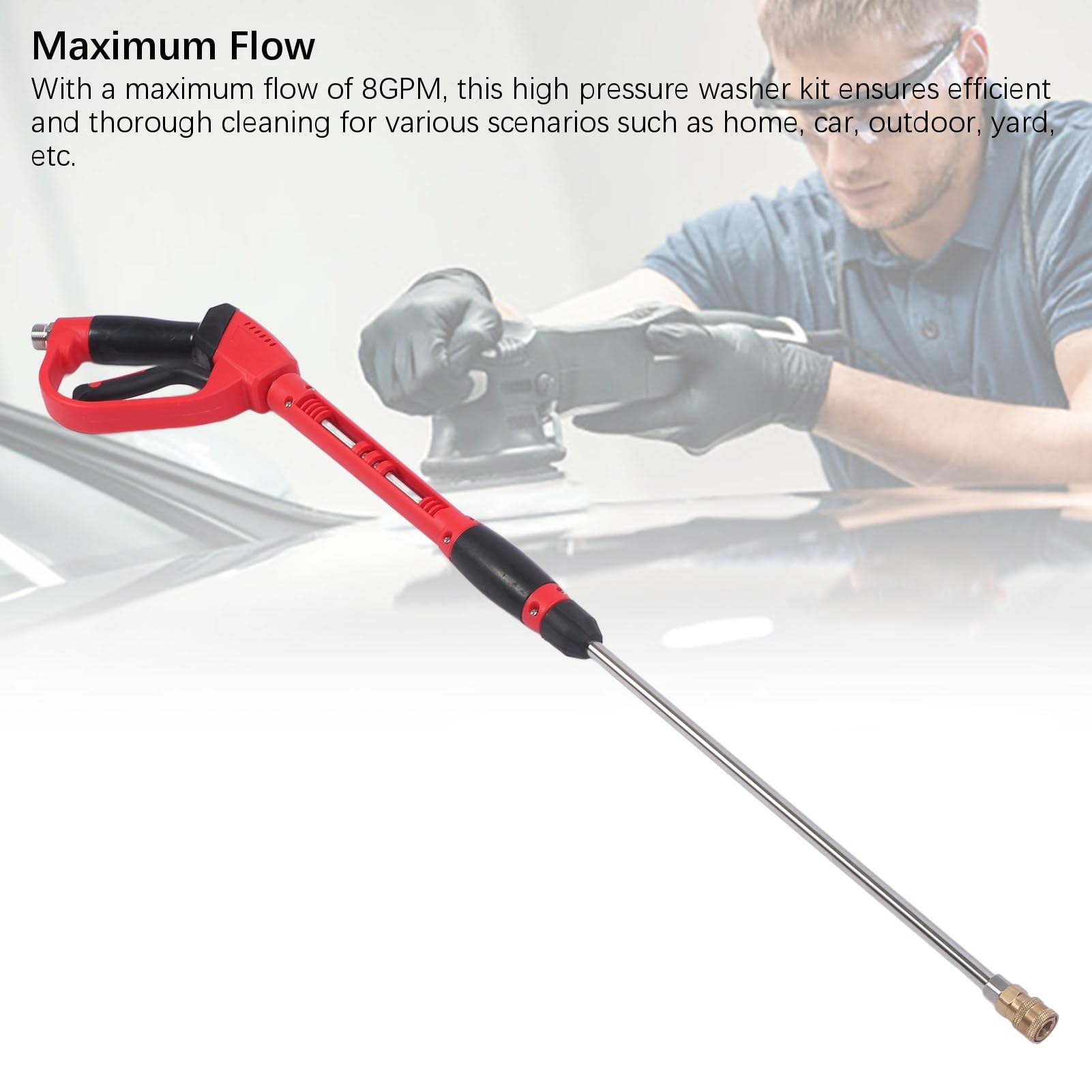 Kit Pistole Idropulitrice, Kit di Pulizia Flusso 5000 PSI 8GPM con Prolunga Bacchetta di Ricambio e Punte Ugelli, Ricambio per Idropulitrice Simpson, Accessorio per Pulizia Ad Alta Pressione