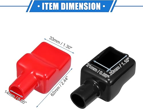 Miniatura 6 de 1 par de cubiertas de aislamiento de terminales de batería, 0.551 in, 0.55 pulgadas, tapa universal para poste de batería de automóvil, para