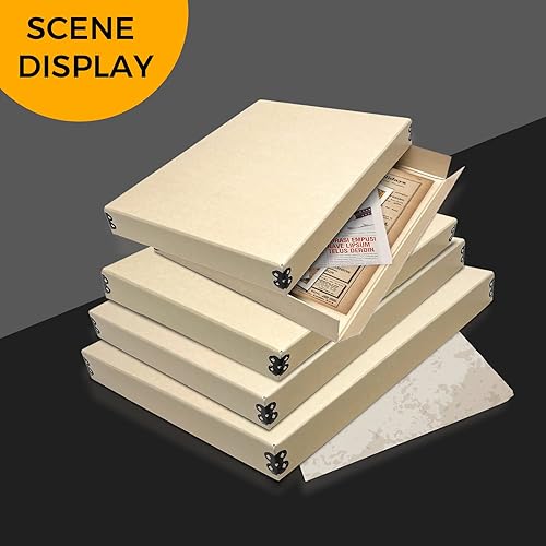 Miniatura 7 de Golden State Art, Caja de almacenamiento de archivo, caja de museo frontal sin ácidos con borde de metal para almacenar obras de arte, fotos,