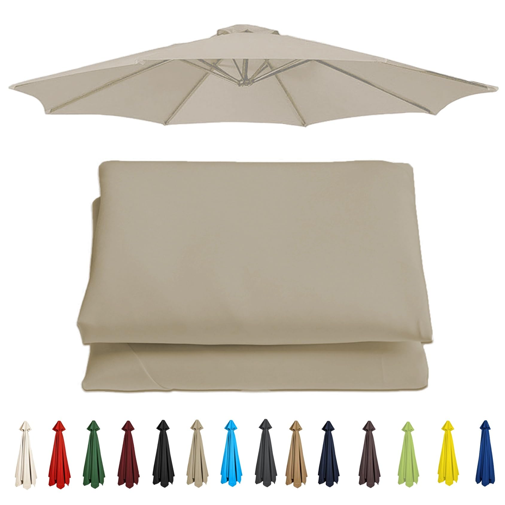 CMJYMX Outdoor Umbrella Replacement Cloth (200cm-350cm) Replacement Parasol Canopy Cover 6/8 Arms, Garden Parasol Fabric Cover For Patio/beach/backyard/swimming Pool(Top color,6 RIBS: 200CM/6.5FT)