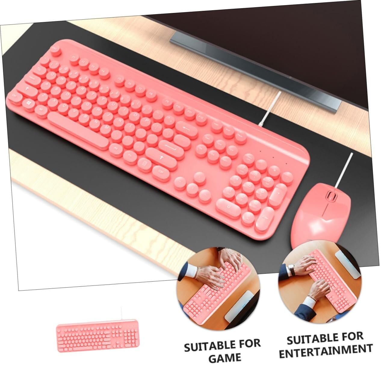 Klawiatura i Mysz do Gier, Zestaw Klawiatury I Myszy Do Gier, Klawiatura, Nowoczesna Mysz, Przenośna Klawiatura Wodoszczelna Klawiatura i Mysz(Pink)