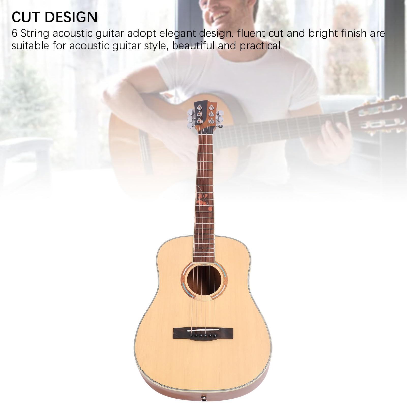 Chitarra, Strumento Musicale Portatile per Chitarra Folk da 34 Pollici a 6 Corde per Principianti