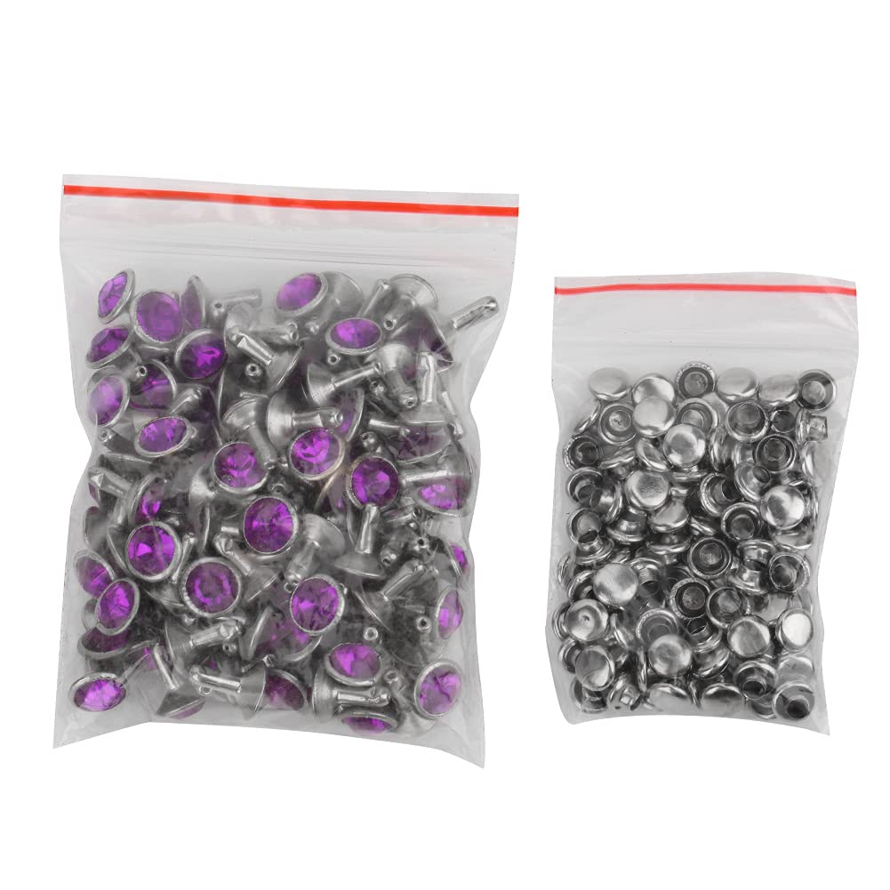 Multicolor Crystal Rhinestone 8mm Rivets for Crafts Decorative Sewing, Glass Button with Pure Brass, Easy Install