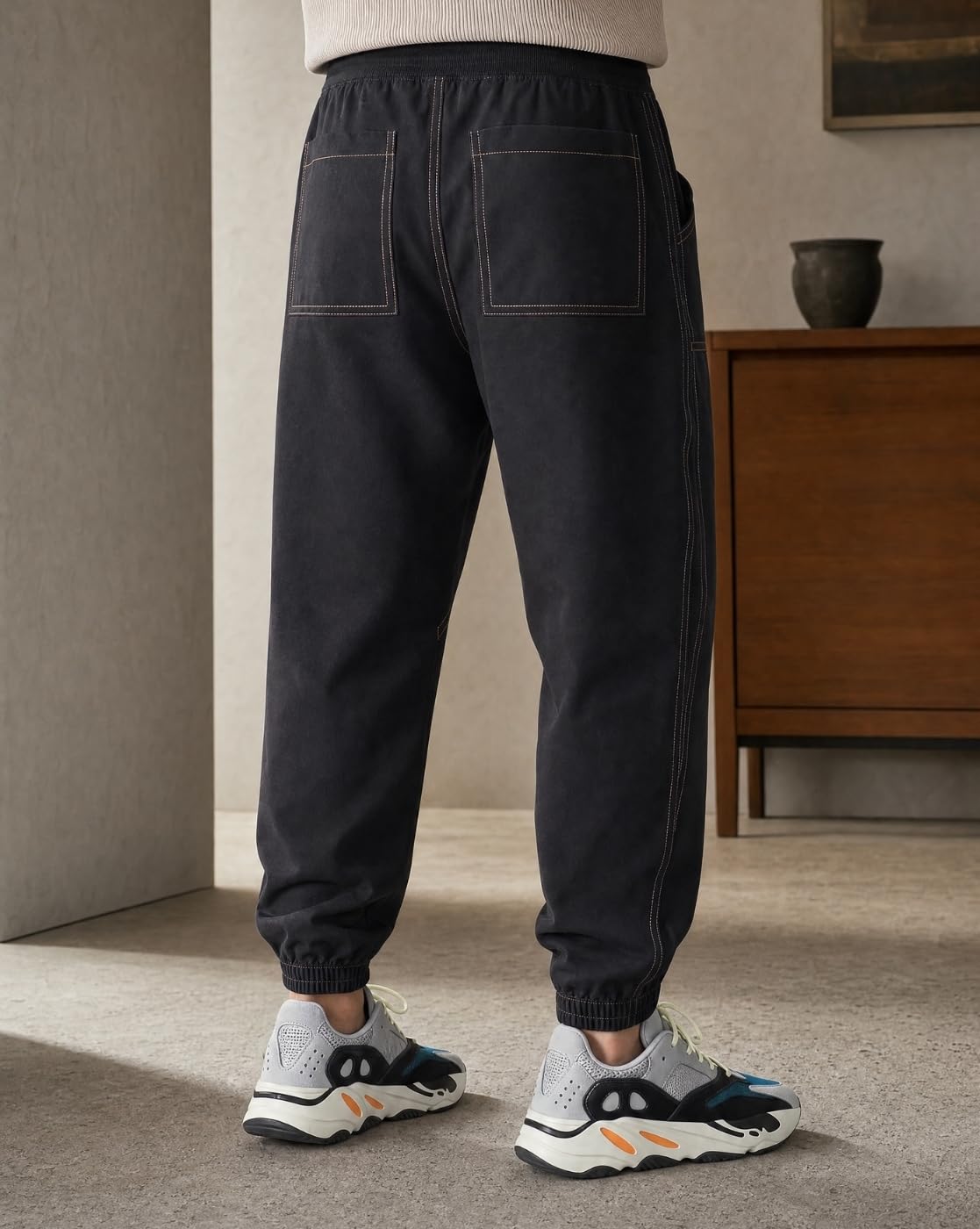 NOBERO Owens Herren-Jogginghose, einfarbig, schwarz, schmale Passform, Nachtschlaf, Lounge, Laufen, Jogginghose, Trainingshose, Outfit für Herren, Jungen, Freizeit, Fitnessstudio, Sport, Baumwolle