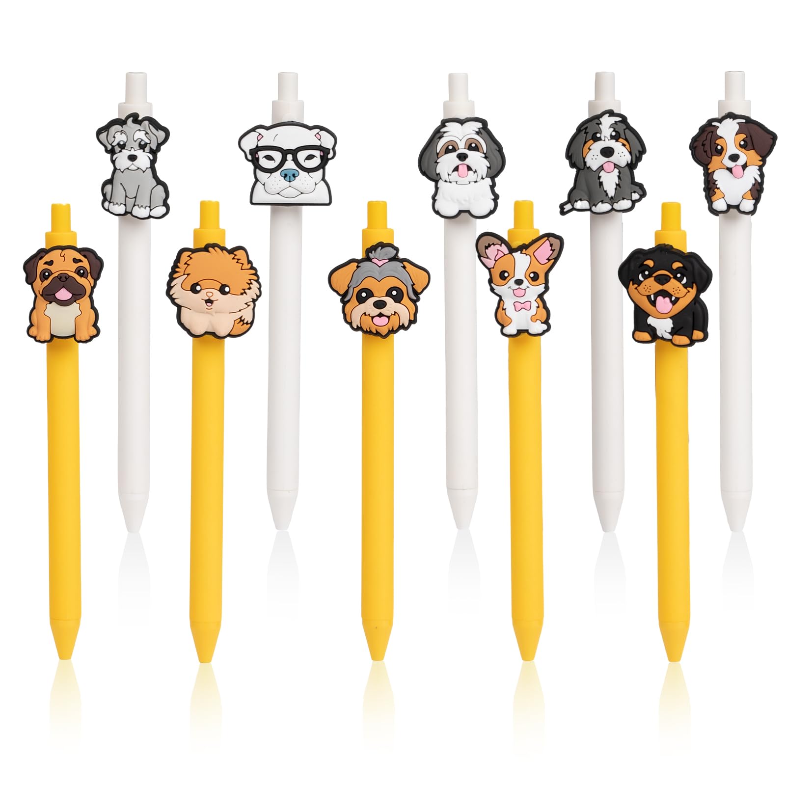 VAIOZXE 10 Pieces Dog Pens Writing Fun Kawaii Ballpoint Pens Ballpoint Retractable Black Ink Pen for Kids Birthday Party Gifts Students School
