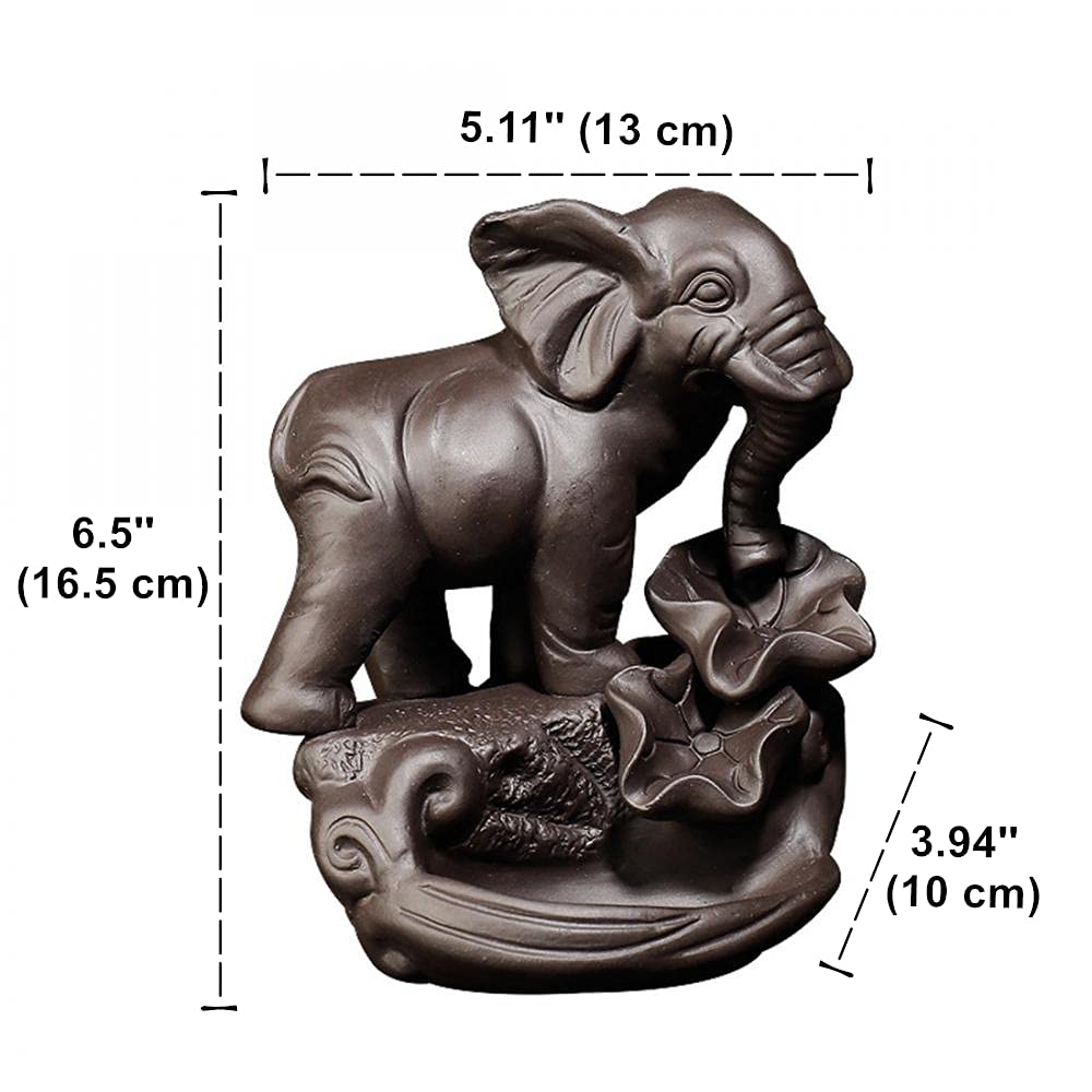 Backflow Incense Holder Burner Handmade Ceramic Incense Cones Sticks Holder Home Decor Waterfall Backflow Incense Burner Censer + 10 Backflow Incense Cones Gift (Elephant)