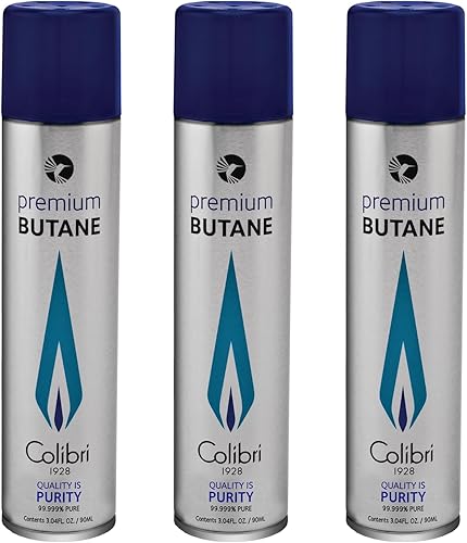 Recarga de butano Colibri Premium para encendedor, 3 latas