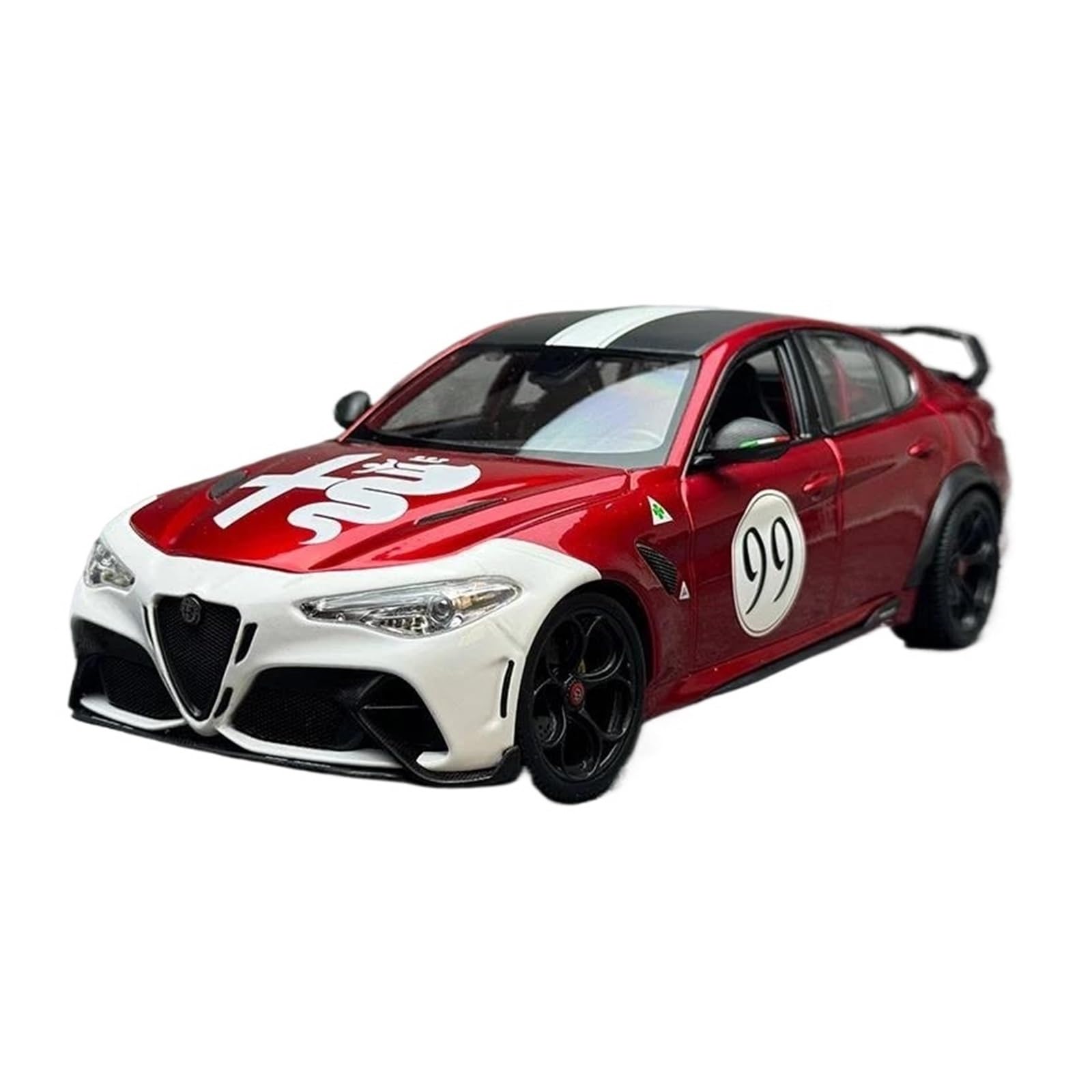 Metallo Scala Replica Modello Di Auto In Lega Alfa Romeo Giulia GTAm Coupé In Scala 1 18 Veicoli In Metallo Pressofuso Simulazione Decorazione Hobby Veicoli Giochi Set(Red and white)