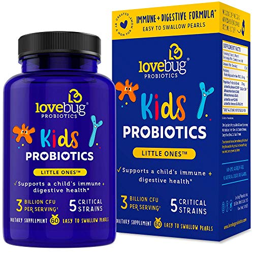 Lovebug Little Ones Probiotics for Kids, Immune Support 60 Easy-to-Swallow Tiny Pearls, Children's