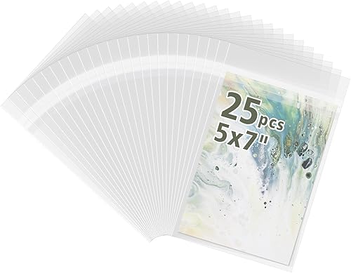 Frametory, Bolsas de plástico transparente sin ácidos de 5 14 pulgadas x 7 18 pulgadas, fundas de fotos de cristal autosellables para enmarcar