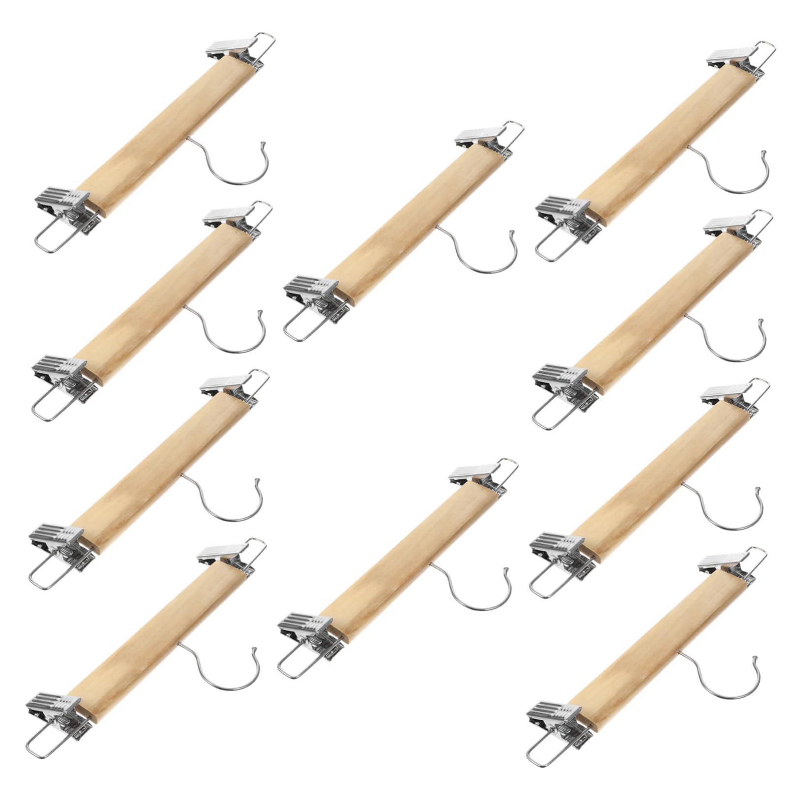 Grucce in Legno Resistente e Versatile Set 10 con Clip in Acciaio Inossidabile per Mantenere la Forma dei Vestiti in Casa per Pantaloni e Gonne
