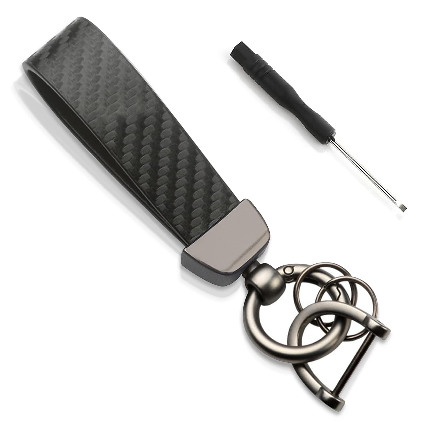 Kuxuan Carbon Fiber Car Keychain - Ultra-Fine Fiber Leather Key Holder with D-Shaped Ring and Screw Lock - Perfect Key Organizer for Car, Home, and Office，Stylish and Durable