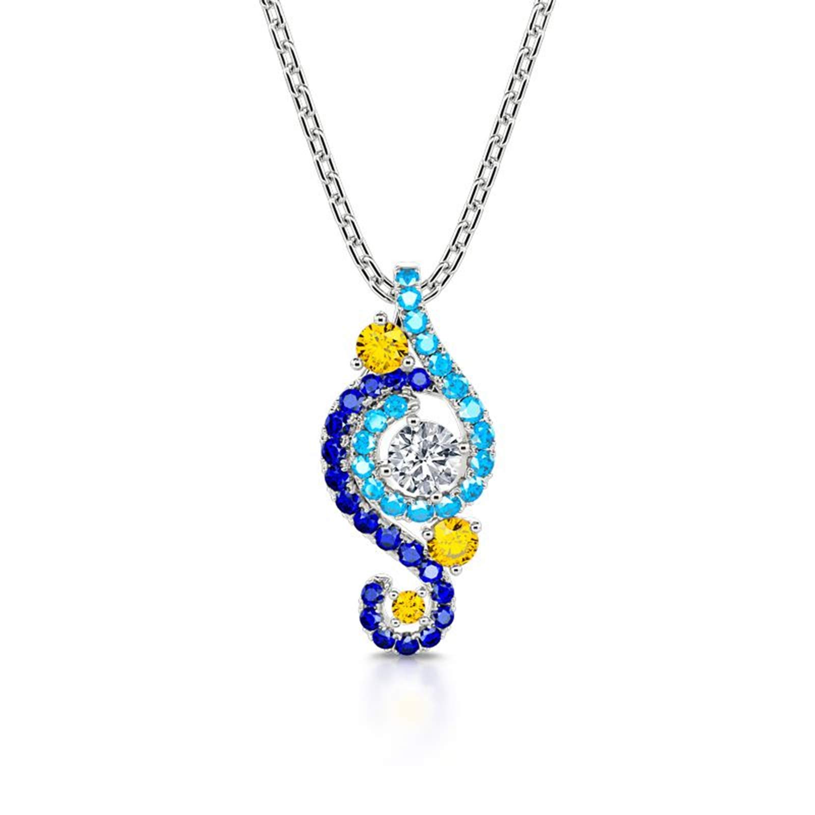Jeulia "The Starry Night" & "Pure Night" Inspired Round Cut Sterling Silver Necklace Fashion Anniver