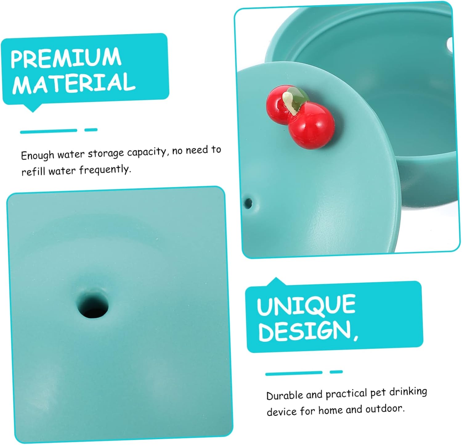 Toyvian Ceramic Cat Water Fountain USB Powered Automatic Pet Water Dispenser Bowl Smooth High Density Surface Compact Lightweight Design for Cats and Small Pets Green