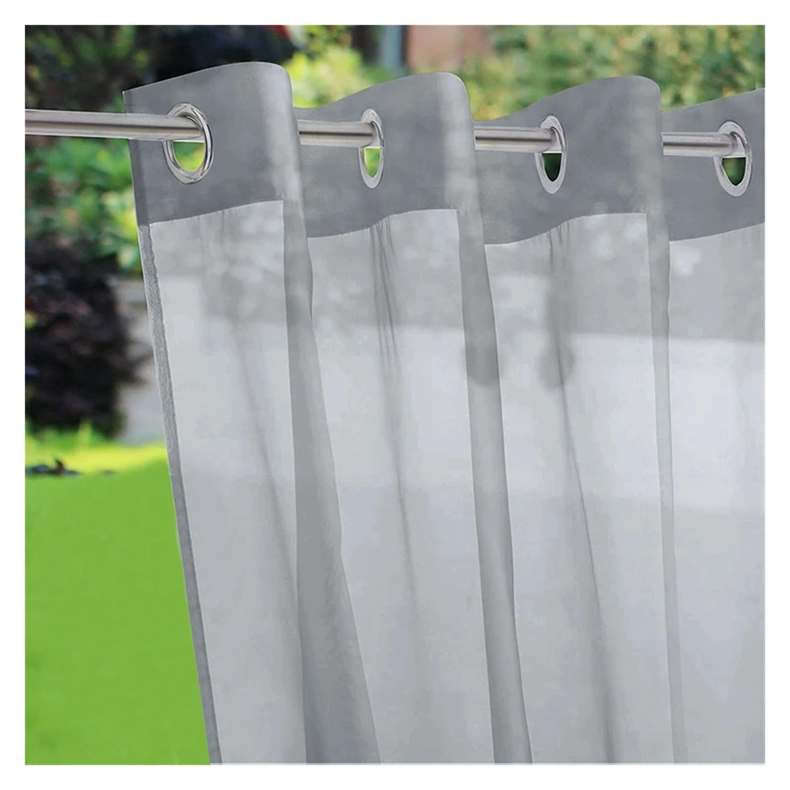Zymjzbetic Pergola Curtain Waterproof Outdoor Patio Panel Curtains Screening Voile Sheer Curtain Drapes Windproof Garden Gazebo Porch Exterior Decor(Grey,WxH 132x274cm)