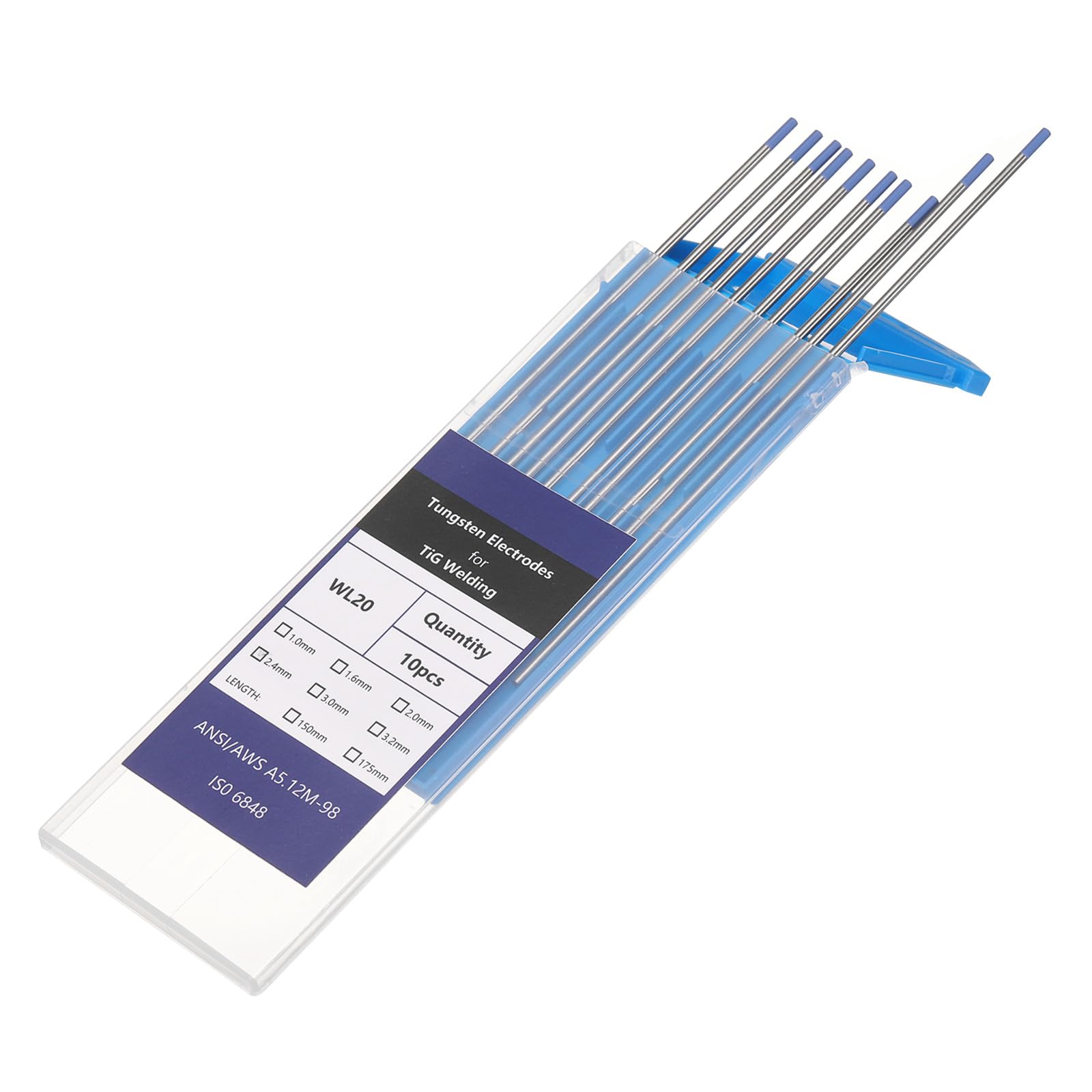 10pcs TIG Welding Tungsten Electrodes 3/32" x 7" 1.8-2.2% Lanthanum for Stainless Steel Welding, Aluminum Magnesium Alloy Welding Aerospace Automobile Manufacturing, Blue WL20