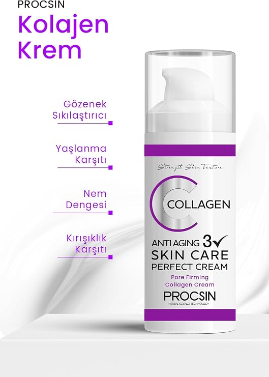 PROCSIN Anti-Aging Effective Collagen Cream, Anti-Aging & Anti-Wrinkle, Skin Firming & Renewing, Daily Care, 50 ML