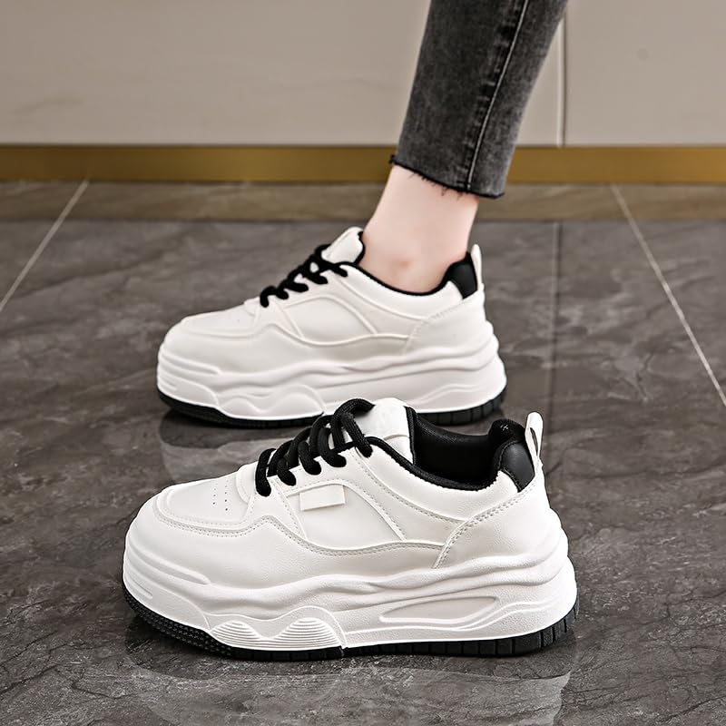 Women's Casual Comfort Sneakers, Lace Up Platform Soft Sole Walking Shoes, Lightweight Low-top Trainers Platform Skateboard Shoes3