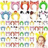 Liliful 200 Pcs Zoo Animal Inflatable Headbands Unicorn Wildlife Safari Balloon Hair Hoop Unicorn Balloon Kit with Pump Inflatable Jungle Animals for Birthday Party Favors Decorations