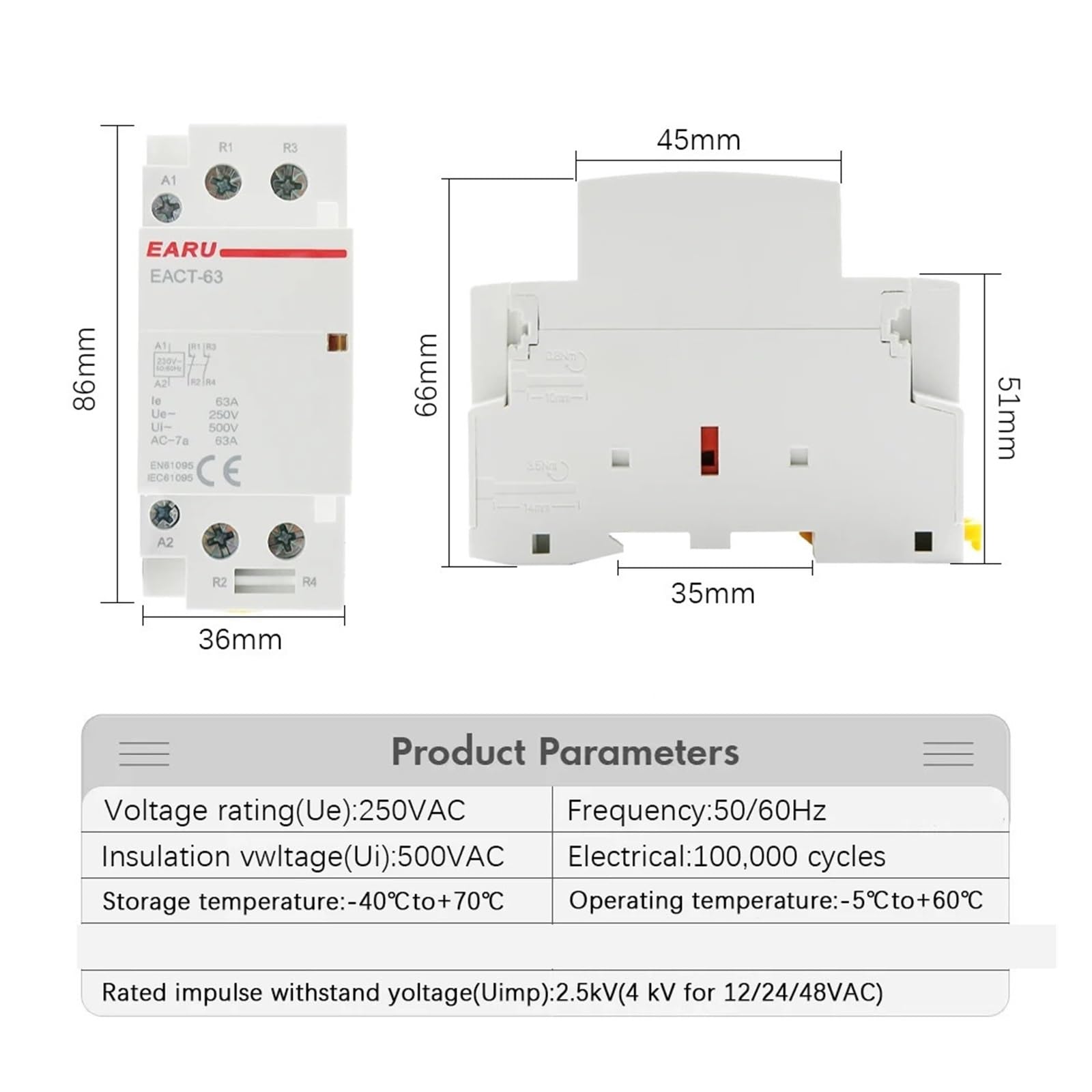Controlador de Interruptor de Contactor Modular, 2P, 32A, 2NO, 2NC, 1NO1NC, Montaje en Carril DIN, 24V CA, 220V, 230V, 110V, 50/60Hz, automático(1NO1NC_220V)