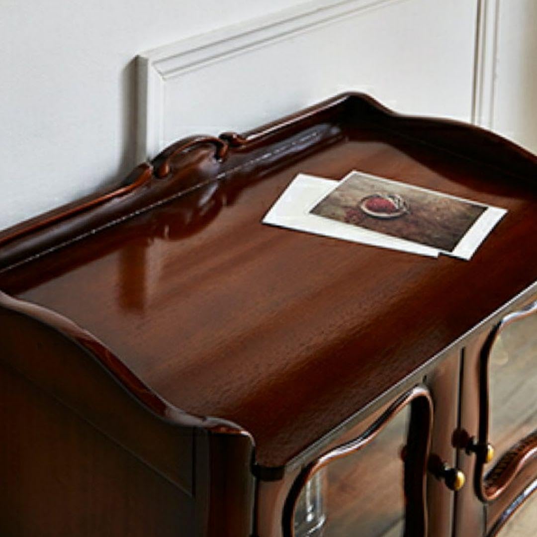 世界三大銘木　最高級マホガニー仕様　『猫足彫刻キャビネット』　両扉ミニガラス Amazon.co.jp: 世界三大銘木 マホガニー仕様 猫足彫刻