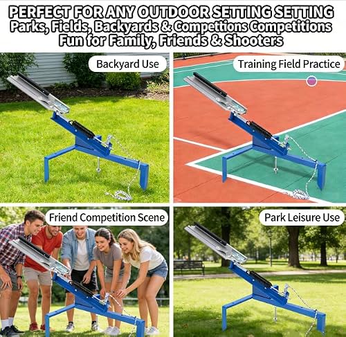 Clay Pigeon Thrower, Manual Clay Target Thrower/Skeet Thrower Machine, Adjustable Angle(5-35°), Throwing Distance 50-70m, for Outdoor Shooting Training, Practice & Competition, Blue, 39.76x18.11 Inch - Thumbnail 6