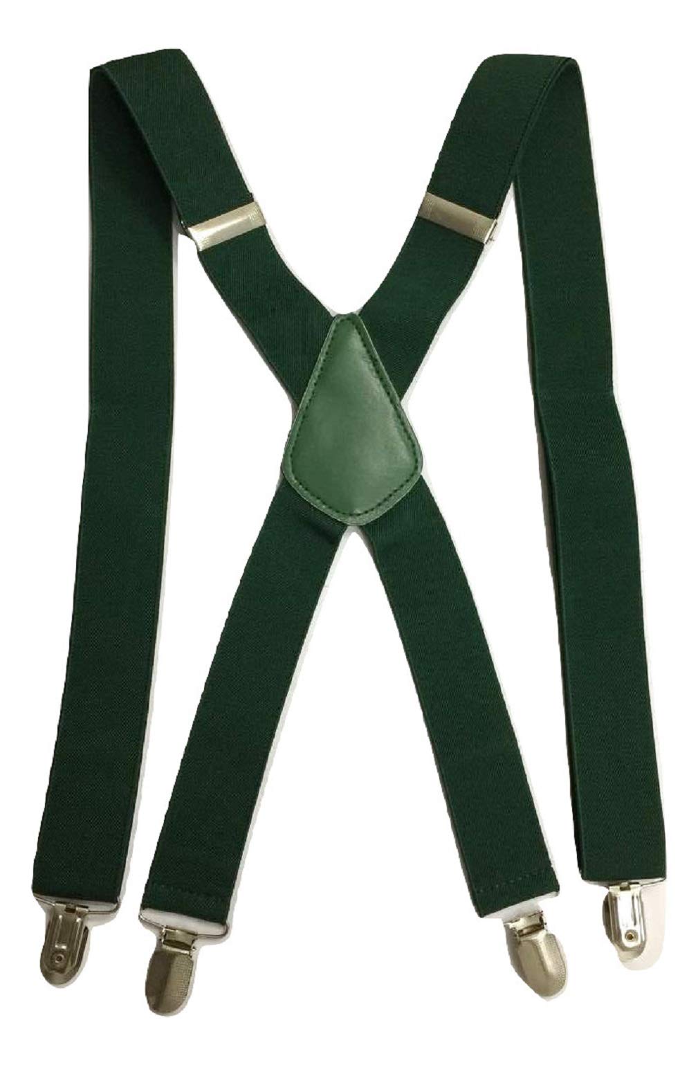 L&L® Standard Mens Ladies BRACES BLACK SUSPENDER ELASTIC 3.5cm WIDE Durable Trouser (Dark green)