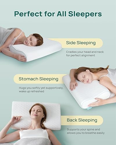 Miniatura 8 de Almohada ergonómica de espuma viscoelástica, almohada ortopédica de apoyo cervical para aliviar el dolor de cuello y hombros, almohada de contorno