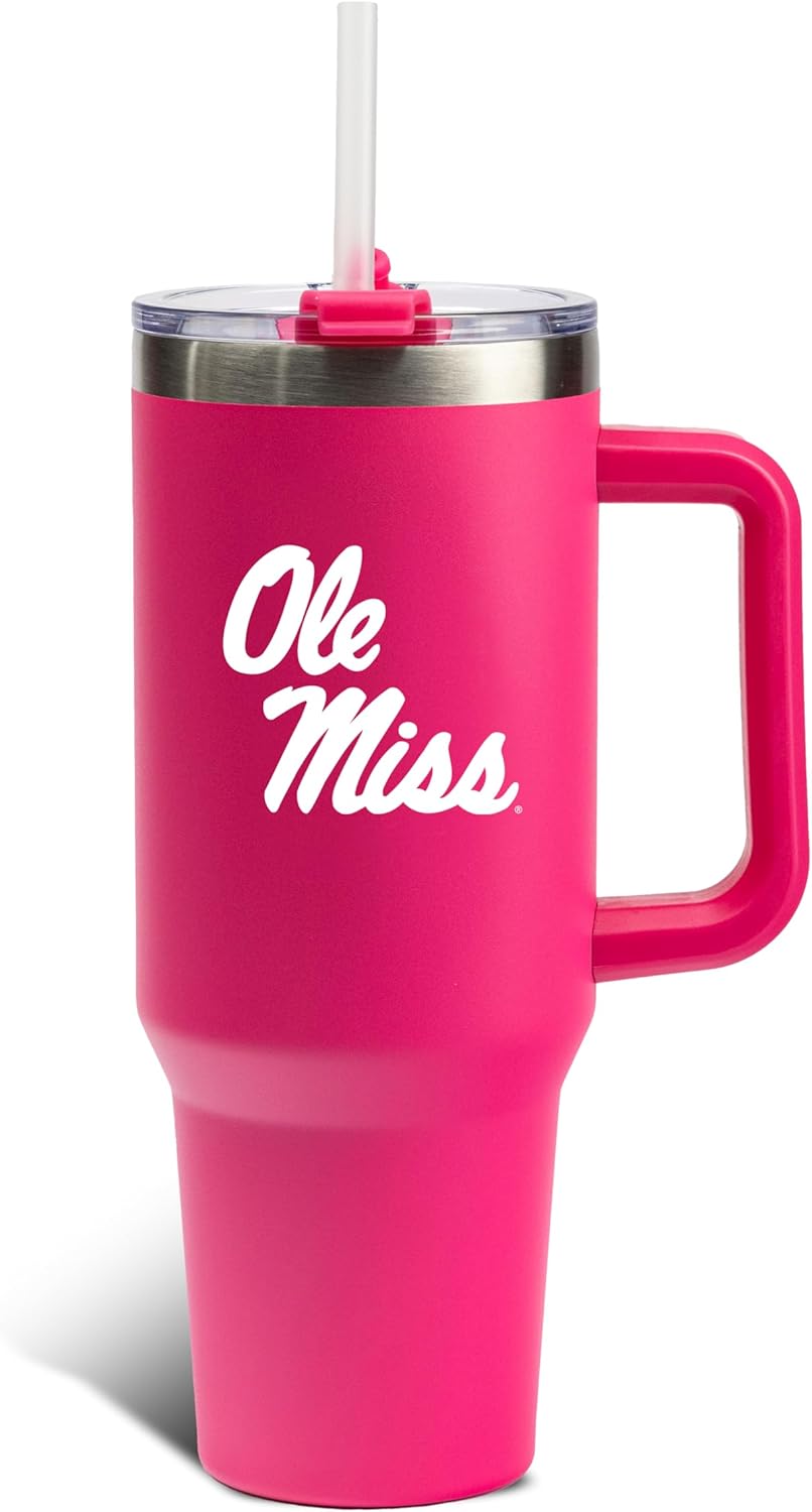 The Memory Company | Licensed NCAA 40oz Pink Game Day Tumbler with Team Logo University of Mississippi