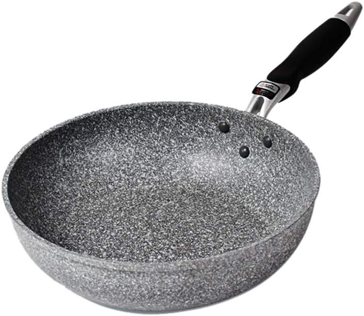 Anchor1 Maifan Stone Non-Stick Flat Bottom Wok Deep Deep Frying Pan 28cm Gas Cooker Universal Cookware (Size : Pan)